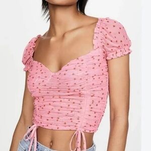 Tiger Mist Toronto Floral Stitch Ruched Crop Top, Size M